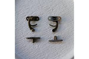 FANGHUIER Vintage Latch Box Clasp with Turn Button Lock, Zinc Alloy, 2 Pcs, 32x28mm, for Storage Boxes, Cabinets, Doors (Bronze)