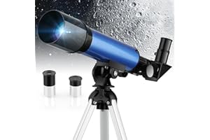 COWIEWIE Télescope 50/360 mm avec 2 Oculaires et Trépied Léger pour Enfants Puissent Observer La Lune et Le Ciel Nocturne, pour Les Jeunes Aspirants Astronomes