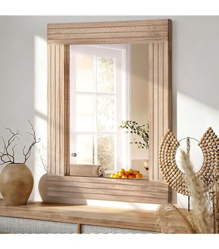 Specchio Con Cornice In Legno Di Bambu E Rattan Vintage Modernariato Anni 70