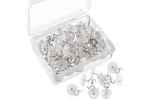 KUUQA Upholstery Twist Pins Clear Heads Bed Skirt Pin for Hold Slipcovers and Bedskirts Decoration, 50 Pcs