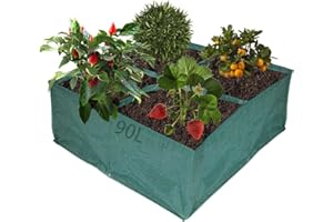 LNSYSNS Pflanzbeutel 60 cm × 25 cm Plant Grow Bags - Rechteck mit Vier Rastern Kartoffel Wachsen Säcke - Vier Bodenlöchern - Grün Farbe Pflanze Topf Container - für Garten, Gemüsegarten