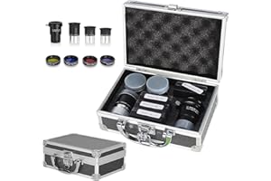 Celticbird Astronomisches Teleskop-Zubehör-Set – mit 3 Plossl-Okularen, 4 Filter-Set, Einer 2 x Barlow-Linse (S8)