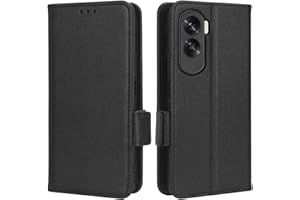 Unichthy Phone Case for HONOR 90 Lite Cover Flip Shockproof Litchi Texture Anti-slip Wallet Case PU Leather Stand Magnetic Closure Folio Protective Phone Skin for HONOR 90 Lite Black