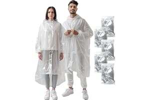 ADRIANO PORCARO® I Pack de 5 ponchos de lluvia desechables para adultos – Accesorios para festivales I Poncho de lluvia desechable Festival