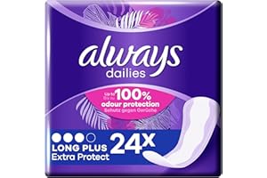 Always Dailies Extra Protect, Long Plus, 24 Protège-Slips pour Femme, Idéaux pour Pertes Blanches, Protection Optimale et Neutralisation des Odeurs