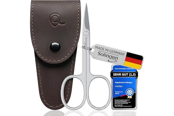 marQus Ciseaux à ongles de qualité supérieure Solingen/Allemagne – Extra tranchants avec lame incurvée et étui - Ciseaux à ongles pour les mains et les pieds - Convient également pour les gauchers