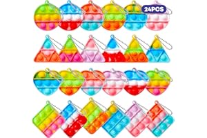 FIDWOD 24Pcs Party Fillers for Kids: Stocking Fillers Party Bag - Pop Multi-Item Party Favour Packs Sensory Keyring Box Gifts Birthday Presents - Stress Relief Class Prizes Supplies for Boys and Girls