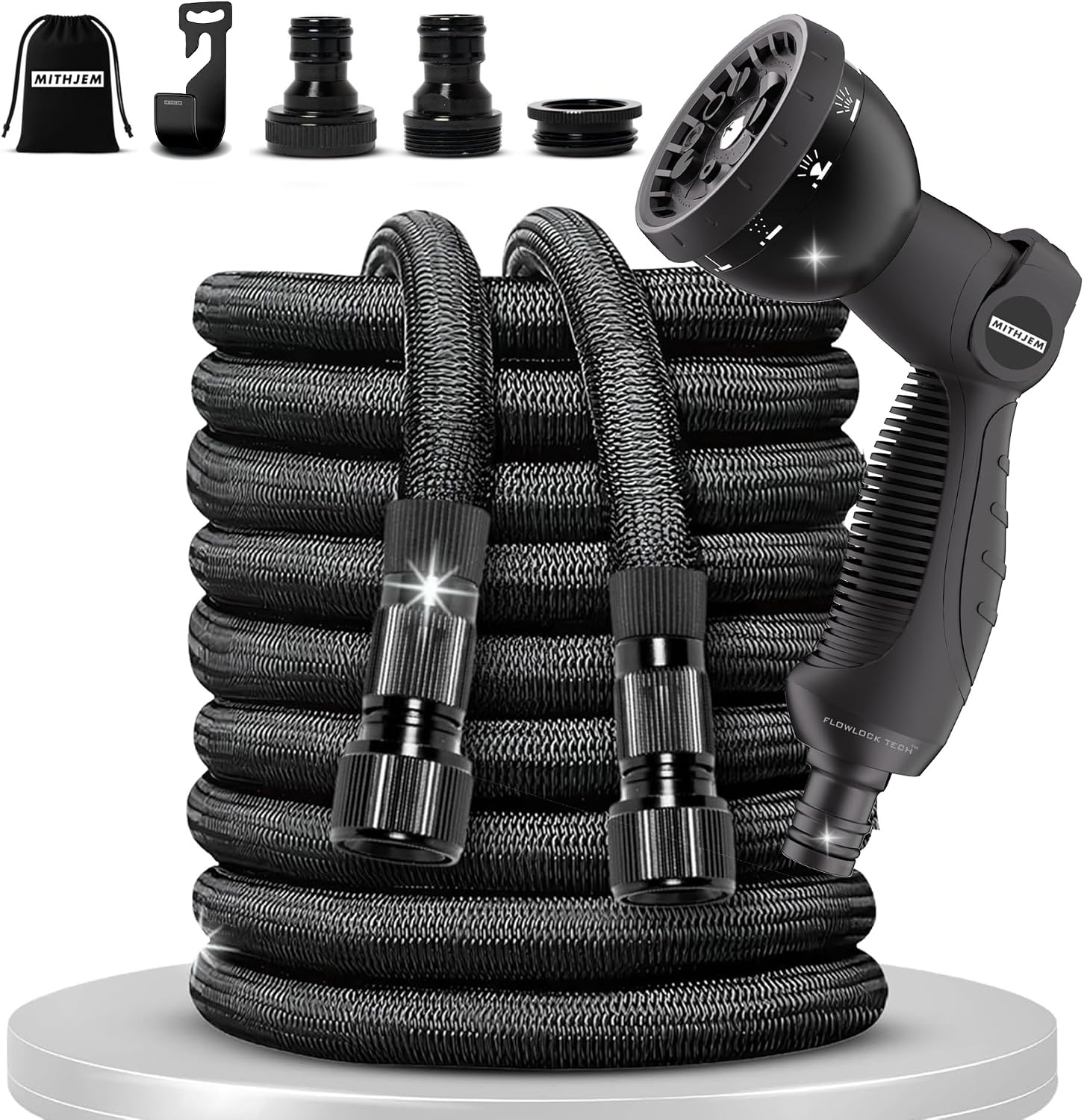 Manguera Jardin 15m – Poliester 3750D Alta Densidad y Conectores Metalizados Universales 1/2", 3/4" – Manguera Extensible Enrollable – Garden Hose