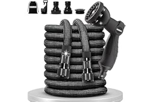 Garden Hose 15 m – High Density 3750D Polyester and Universal Metal Connectors 1/2 Inch, 3/4 Inch – Expandable Roll Up Hose – Garden Hose