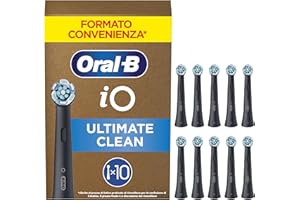 Oral-B Testine di Ricambio iO Series Ultimate Clean Nere per Spazzolino Elettrico Oral B, 10 Testine Rotonde Autentiche, con setole CrissCross per rimuovere la placca
