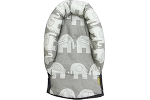 TIRRITO UNIVERSAL Infant Baby Toddler car seat, stroller head support pillow (Soft Cotton) (Elephant/grey)