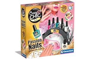 Clementoni Crazy Chic - Nail Passion, Set Completo per Manicure e Nail Art per Bambine di 8+ Anni, Kit Decorazione Unghie con Macchina Asciuga Smalto, Gioco Creativo e Regalo Originale, 18784