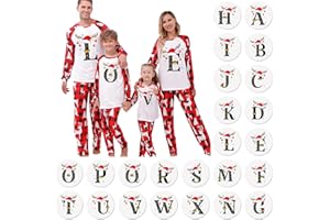 Jbsabotad Christmas Pyjamas Family A-Z Letter Printed Matching Christmas Pjs For Family Mens Womens Xmas Pyjamas Kids His And Hers Pjs Cartoon Cute Boys Girls Matching Xmas Pj For Couple