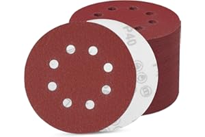 SINAND 100 Stück Schleifpapier 125mm Klett, Schleifscheiben 8 Loch, Exzenter Runde Schleifpapier (80 Stück 40 Körnung)