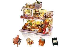 Cuteefun Miniature DIY Dolls House Kit, Wooden Doll House Kit with Furniture, Handmade Craft Kit for Adults, Gift for Birthday Thanksgiving Christmas Valentine's Day