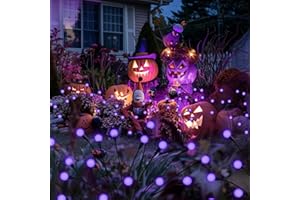 PATIOPIA Solar Garden Lights Halloween Decoration, 60 LED Solar Firefly Lights,Solar Sway Lights by Wind,Solar Lights Outdoor Waterproof for Yard Patio Pathway Decoration (6 Pack,Purple)