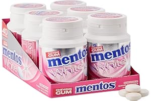 Mentos - Chewing-Gum White Bubble - Blancheur Sans Sucres - Fraîcheur Gourmande - Sourire Éclatant - Lot de 6 Boîtes de 40 Chewing-Gums