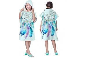 Proumhang Dziecięce Ponczo Kąpielowe/Basenowe/Surfingowe/Plażowe,Ręcznik z Kapturem z Mikrofibry,Szlafrok Plażowy Frotte,Ręczniki z Kapturem Poncho dla Chłopców i Dziewczynek Styl 15 75x60cm