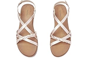 Veittes Sandalias planas para mujer - Moda Slip On Trenzado Puntera Tanga Tiras Primavera Verano Zapatos.