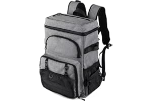 ‎DEWUR DEWUR Kühlrücksack 35L Thermo Rücksack Kühltasche Wasserdichter Picknickrücksack mit Flaschenöffner für Picknick Camping Strand Wandern Reisen Schwarz Einkaufen Grau