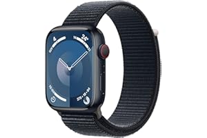 Apple Watch Series 9 [GPS + Cellular] Smartwatch con Caja de Aluminio en Color Medianoche de 45 mm y Correa Loop Deportiva Color Medianoche. Monitor de entreno, Neutro en Carbono