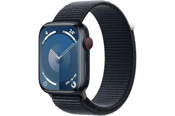 Apple Watch Series 9 [GPS + Cellular] Smartwatch con Caja de Aluminio en Color Medianoche de 45 mm y Correa Loop Deportiva Color Medianoche. Monitor de entreno, Neutro en Carbono