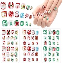 EBANKU 6er Set Weihnachts-Fingernägel Für Kinder – 3D-Design, Vorgeklebt & Sicher Für Mädchen
