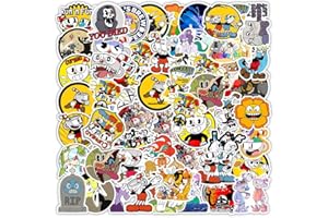 LGQHCE Cuphead Pegatinas Paquete, 100PCS Cuphead Pegatinas de Vinilo Impermeables Vinilo Impermeables Pegatinas Paquetes Pegatinas de Estilo Graffiti para Portátil, Monopatines, Funda de Viaje, Coche