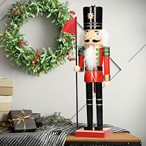 WDJLNZB 2 Casse-noisette Soldat Bois Décoratif Noël - Figurine Peinte Main Avec Support