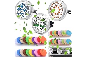 ‎XUBX 3 Stück Auto Aromatherapie Ätherisches Öl Diffusor, Edelstahl Lufterfrischer Vent Clip Medaillon für Auto, Auto Öl Diffusor Lufterfrischer, Duft mit 40 Ersatz Filz Pad