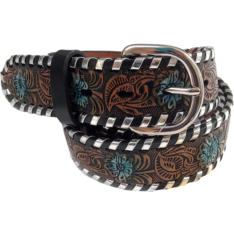 Fibbia Cintura Western Crumrine &ndash; Testa Indiana Tono Oro E Argento &ndash; Larghezza Cintura 1.5"