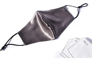 Habac Studio - 100% Mulberry Silk Face Mask, Face Masks Washable UK, Reusable Face Mask, Silk Mask, Silk Face Covering, Men Women 3 Layers of Silk Pocket Filter 3x FREE PM 2.5 Filters