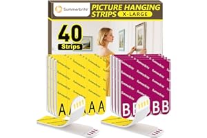 Summerbrite Picture Hanging Strips Heavy Duty 20 Pairs(40 Strips,XL),Damage Free Hanging Adhesive Strips,Mounting Tapes Removable,No Nails for Picture Photo Frames Hanger