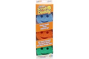 Scrub Daddy Colors, Estropajo Cara Sonriente Limpieza Anti-Rayaduras, Esponja Lavable Antibacteriana y Reutilizable para Cocina y Baño, con Tecnología Flextexture - Paquete de 3