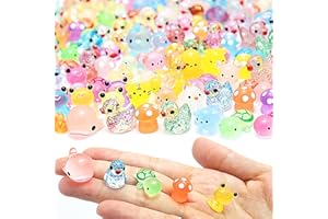 Enyoir 133PCS Mini Resin Animals Mixed, 20 Styles Luminous Small Glass Animals Tiny Little Plastic Figures Miniature Glow in the Dark for Micro Landscape Fairy Garden Aquarium