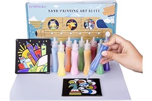 Berry President 10 Paquetes de Tarjetas de Pintura de Arena, Arte para Colorear para niños, Kit de Manualidades de Papel DIY con 10 Botellas de Arena de Colores para niños