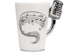 Froster Tazza Microfono in scatola nera, Tazza di Musica in ceramica 220 ml, Regalo per Musicista Cantante