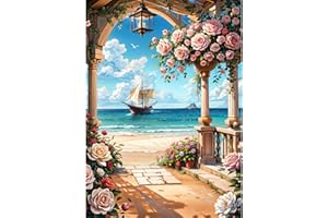 QINRUBB Meerblick Diamond Painting Erwachsene, 5D Blumen Diamant Painting Bilder Anfänger, DIY Segelboot Runder Vollbohrer Diamanten Malerei Stickerei Kreuzstich Geschenke Home Wand Dekor 30x40cm
