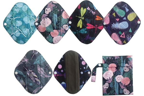 Lot de 6 protège-slips menstruels en bambou et charbon de bois