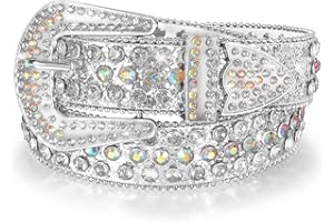 LEACOOLKEY Cintura con strass per uomo e donna, cintura in pelle lucida per jeans, pantaloni, abiti