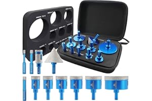 BRSCHNITT Punta per Trapano Diamantata Set - Frese diamantate 6/8/10/20/25/28/32/35/45/65mm+50mm Fresa Diamantato per Porcellana Granito Piastrella Marmo Taglio a Secco