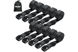 Ohuhu Tie Down Straps 10 Pack, Heavy Duty Tensioning Belts, 2.5m Adjustable Lashing Straps Cargo Straps 250kg Loading Capacity for Motorcycle, Cargo, Trucks, Trailer, Luggage, Quick Release, Black