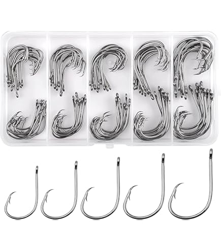 Fishfun 50Pcs Circle Hooks With Fishing Hook Remover, Super Sharp And
