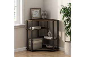 Furinno TURN-N-TUBE Scaffale Portaoggetti, Mensola Angolare A 4 Ripiani, Scaffale Espositivo, Libreria Angolare, Per Organizzazione E Contenimento, Soggiorno, Ufficio Domestico, Noce Columbia