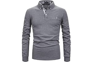 APAELEA Poloshirt Herren Langarm Baumwolle Golf T-Shirt Casual Tops
