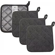 Scettar 5 Pezzi Presine Da Cucina,Gancio Resistente Al Calore Presine Cucina 20 * 20CM,Lavabile In Lavatrice,Adatto Per Fornelli E Forno,Nero