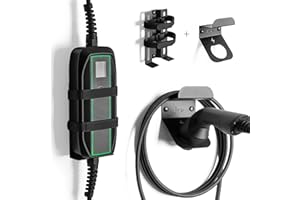 etterr | Soporte Estación de Carga Coche Electrico | 100% Acero | Fabricado en la Unión Europea | 17x10 cm | Soporte Cargador Coche Electrico (1, Estación de Carga + Soporte con Conector EV)