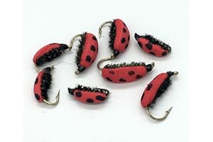 BESTCITY Juego de 8 moscas para pesca con mosca, mariquita, escarabajo, dama, pájaro, señora, insecto, tamaños 10 a 14#203