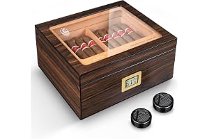 Cigarrhumidorer, humidor-cigarrer, spansk cederträ cigarrlåda och luftfuktare för upp till 20–25 cigarrer, present cigarrtillbehör (BW)