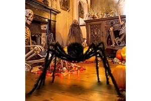FS-PINGXIANG 6.6FT Halloween Giant Spider Decorations, Scary Large Spiders Outside Realistic Fake Hairy Spider Props for Halloween Decorations Indoor and Outdoor Yard Party Garden Lawn Creepy Decor
